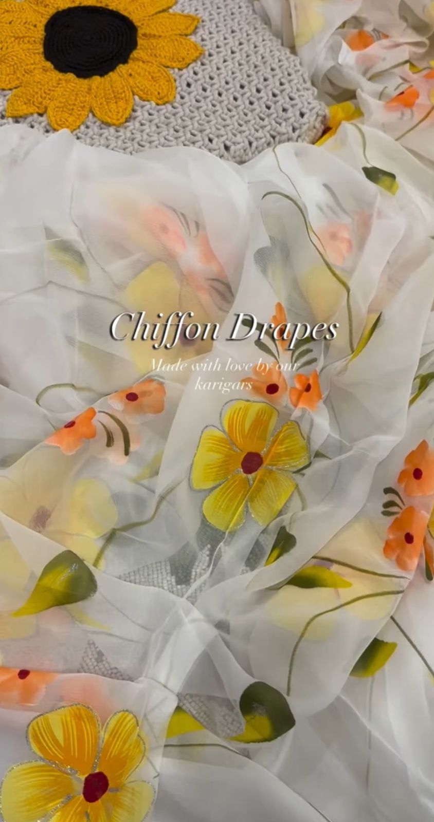 Hand Brushed Pure Chiffon Saree